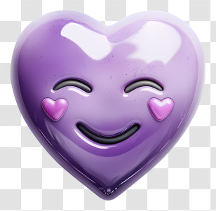 Emoji - Purple Smiling Heart Emoji With Blushing Cheeks Transparent PNG