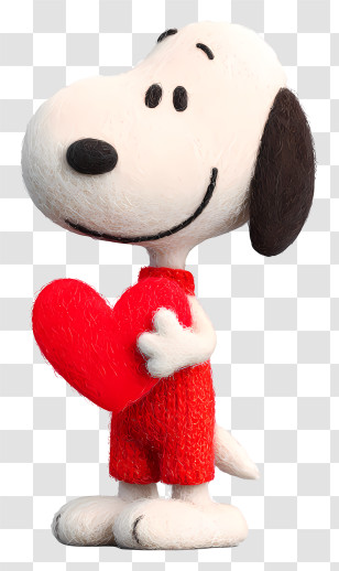 Snoopy Holding Heart - Cartoon Dog Holding A Heart Transparent PNG