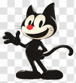 Felix The Cat - Cartoon Black Cat Character Transparent PNG