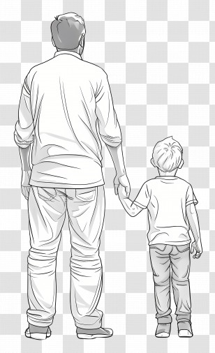 Father And Son Outline - Father And Son Holding Hands Illustration Transparent PNG