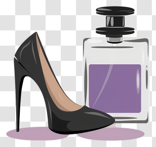 High Heel Shoes - Black High Heel With Perfume Bottle Illustration Transparent PNG