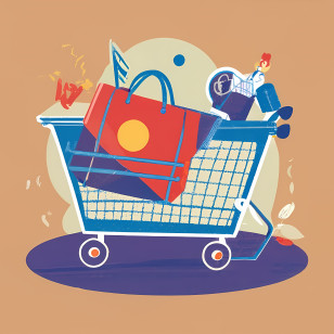 Cyber Monday - Shopping Cart With Items Transparent PNG