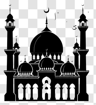 Mosque Silhouette - Black Silhouette Of A Mosque Transparent PNG