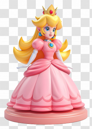 Princess Peach - Princess Figurine In Pink Gown Transparent PNG