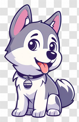 Animated Dog - Cute Cartoon Husky Puppy Illustration Transparent PNG