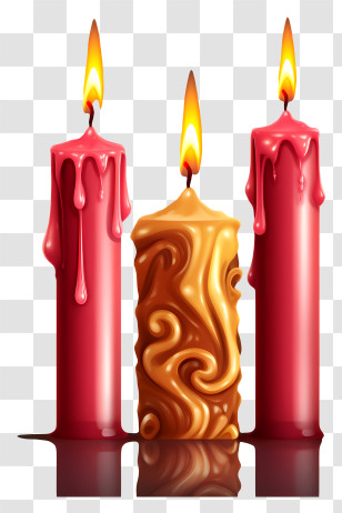 Candles With Dripping Wax - Elegant Decorative Candles Transparent PNG
