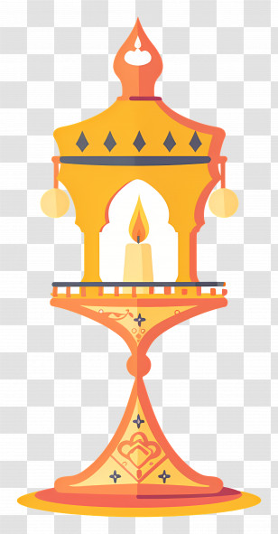 Eid Lamp - Yellow Lantern With Candle Light Transparent PNG