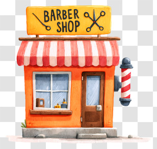Barber Shop - Charming Barber Shop Illustration Transparent PNG