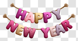 Happy New Year Garland - Happy New Year Glitter Banner Transparent PNG