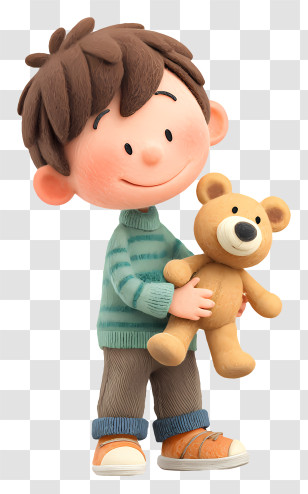 Boy Playing With Teddy - Cute Boy Holding Teddy Bear Transparent PNG