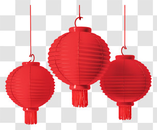 Red Lanterns - Hanging Red Paper Lanterns For Celebrations Transparent PNG