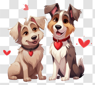 Dogs - Cute Dog Couple With Hearts Transparent PNG