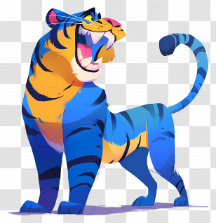 Blue Tiger - Colorful Tiger Illustration Transparent PNG