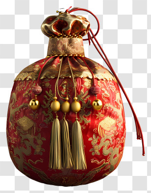 Money Bag - Red Decorative Bag With Gold Tassels Transparent PNG