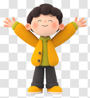 Boy Feeling Joyful - Happy Boy In Yellow Coat Transparent PNG