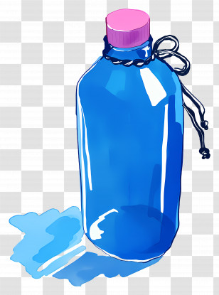 Watercolor Bottle - Blue Bottle With Simple Design Transparent PNG