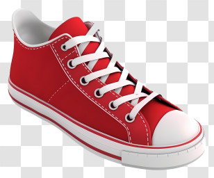 Sneaker - Red Canvas Shoe With Laces In Casual Style Transparent PNG