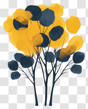 Trees - Abstract Tree Design With Yellow And Black Leaves Transparent PNG