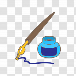 Ink - Ink Pen And Inkwell Icon For Writing Concept Transparent PNG