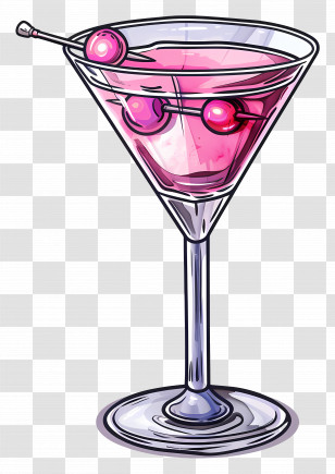 Martini Cocktail - Cocktail Glass With Cherries Transparent PNG