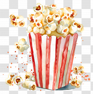 Popcorn - Popcorn In A Red-Striped Container Transparent PNG