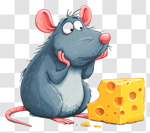 Tempting Cheese And Rat - Cartoon Blue Rat With Cheese Transparent PNG