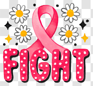 Fight - Fight Breast Cancer Ribbon Graphic Transparent PNG