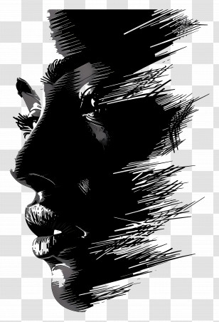 Face Silhouette - Abstract Female Face In Brush Strokes Transparent PNG