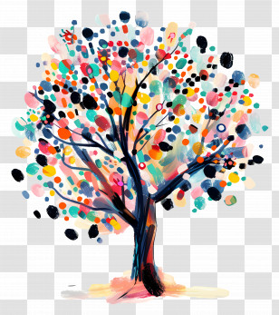 Tree - Abstract Vibrant Tree Artwork Transparent PNG