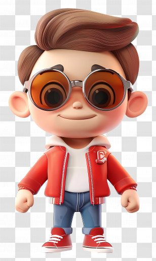 Cartoon Boy - Cartoon Boy With Sunglasses Transparent PNG