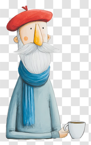 Old Man Drinking - Bearded Man With Coffee Cup Transparent PNG