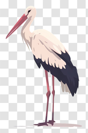 White Stork - Illustration Of Stork With Red Beak Transparent PNG