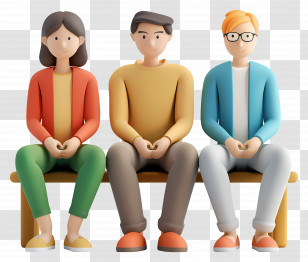 People Sitting - Cartoon Illustration Of People Sitting On Bench Transparent PNG
