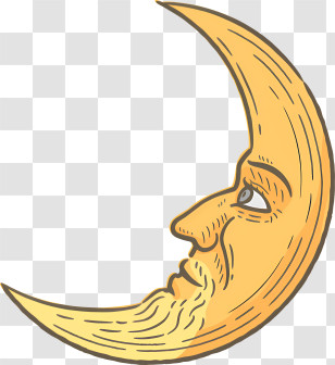 Icon - Crescent Moon Illustration With Face Transparent PNG
