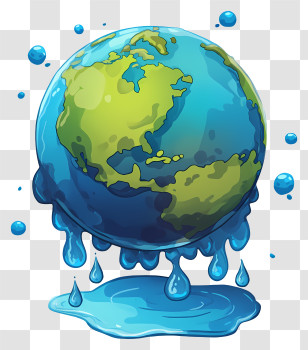 Earth With Rain - Earth With Leaves Symbol Transparent PNG