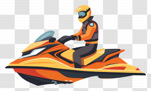 Jet Ski - Person Riding An Orange Jet Ski For Water Adventure Transparent PNG