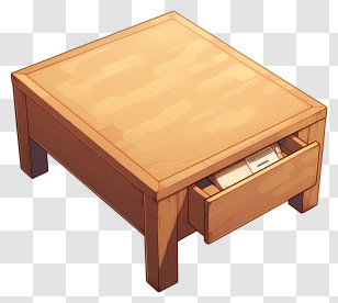 Wooden Coffee Table - Wooden Table With Drawer Transparent PNG