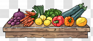 Vegetables Fruits - Fresh Vegetables On Wooden Table Transparent PNG