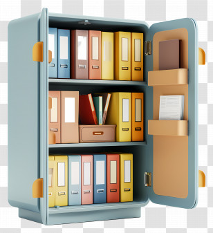Office Cupboard - Colorful File Cabinet With Documents Transparent PNG