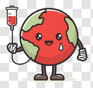 Hurted Earth - Earth With IV Drip And Bandage Transparent PNG
