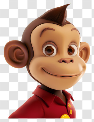 Curious George - Smiling Cartoon Monkey In Red Shirt Transparent PNG