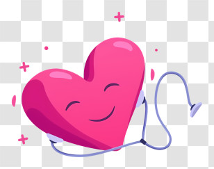 Cartoon Heart - Happy Heart Holding A Stethoscope Transparent PNG