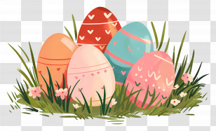 Easter Eggs - Decorative Easter Eggs In Grass Transparent PNG