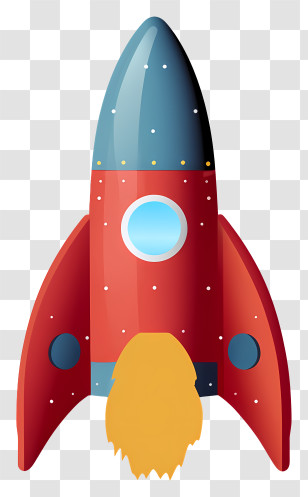 Rocket Ship - Red Cartoon Rocket With Blue Top Transparent PNG