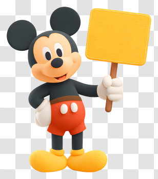 Mickey Mouse Holding Banner - Happy Mouse Holding A Sign Transparent PNG
