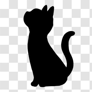 Cartoon - Silhouette Of A Sitting Cat Transparent PNG