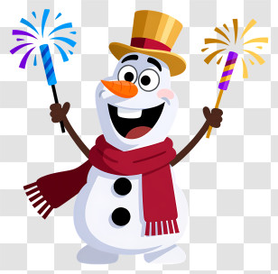 Frozen Olaf - Festive Snowman With Sparklers Transparent PNG