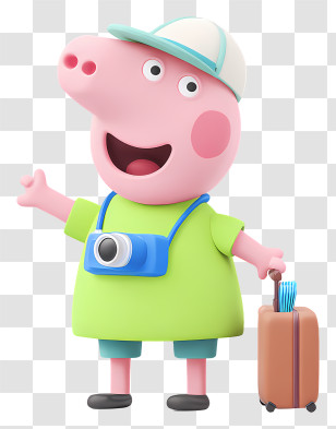 Peppa Pig Tourist - Waving Pink Travel Pig Transparent PNG