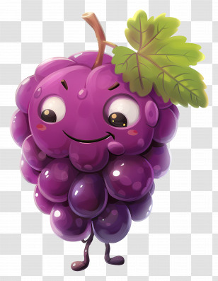 Cartoon Grape - Happy Grape Cartoon Character Illustration Transparent PNG