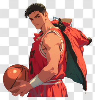 Slam Dunk - Athletic Basketball Player In Red Jersey Transparent PNG